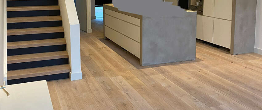 Houten planken vloer en trap renovatie IJburg